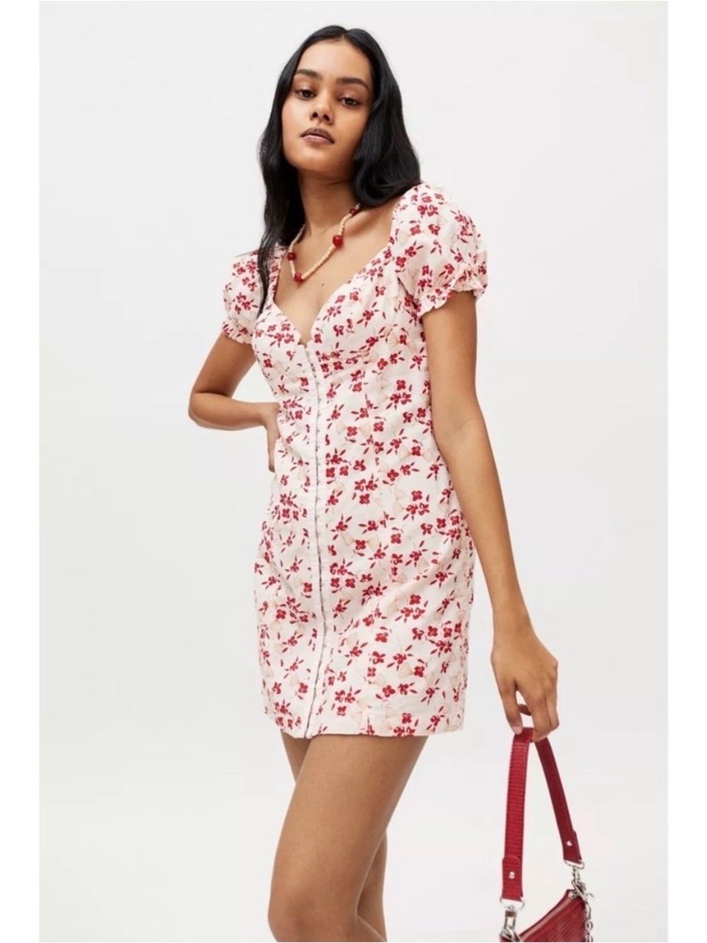 Urban Outfitters Pink Rose Mini Britney Hook Eye Corset Dress XS 100% Cotton